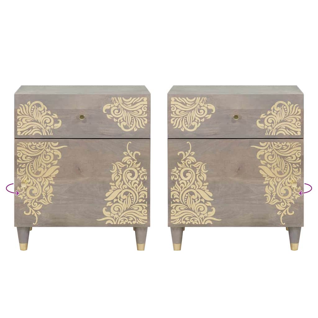 Dulap de noapte Gri 50 x 33 x 60 cm Lemn masiv de mango GartenMobel Dekor