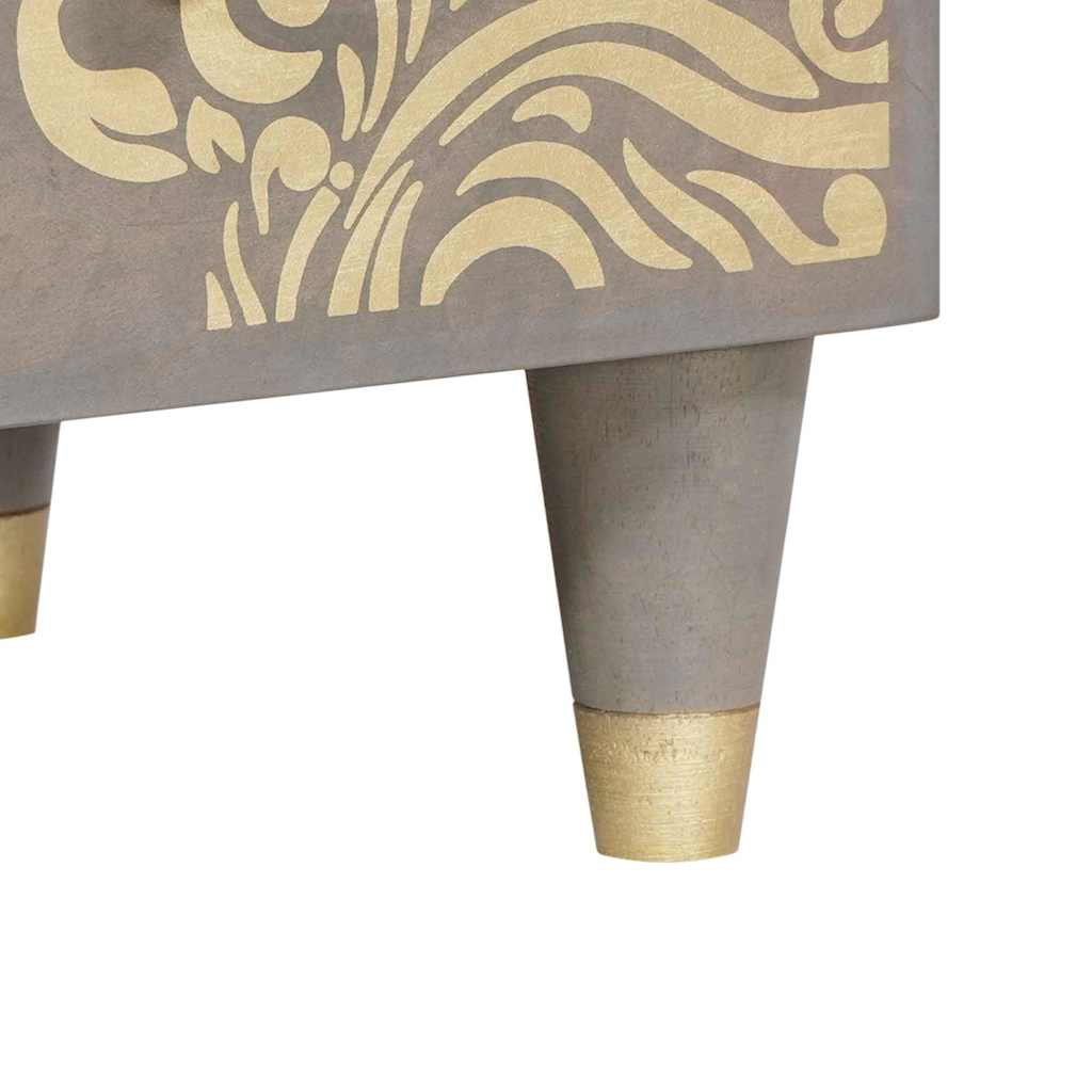 Bufet cu raft Gri și Aur 60 x 33,5 x 100 cm Lemn masiv de mango GartenMobel Dekor