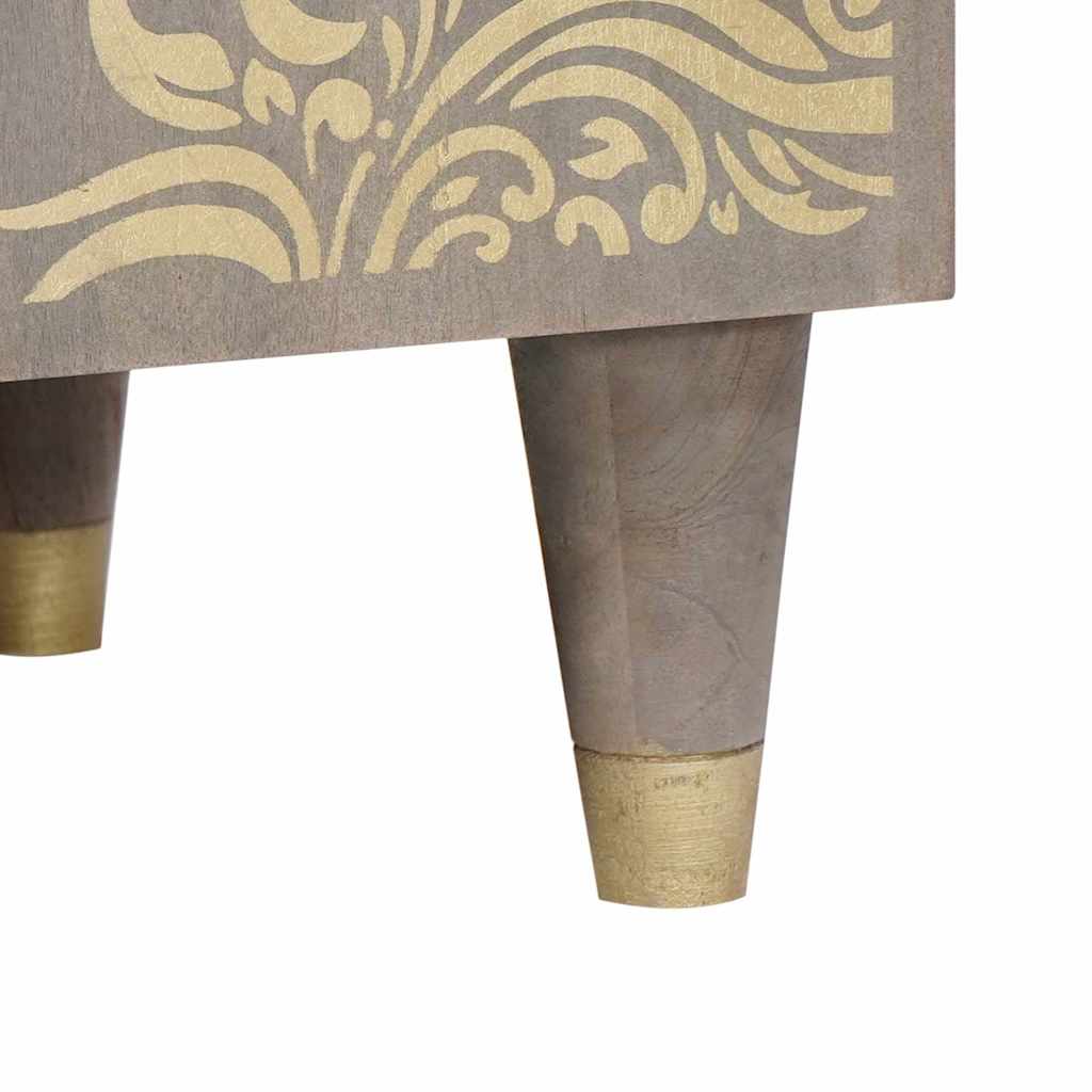 Bufet cu raft Gri și Aur 60 x 33.5 x 75 cm Lemn masiv de mango GartenMobel Dekor