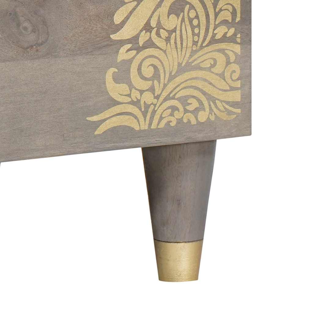 Bufet cu raft Gri și Aur 80 x 33.5 x 75 cm Lemn masiv de mango GartenMobel Dekor