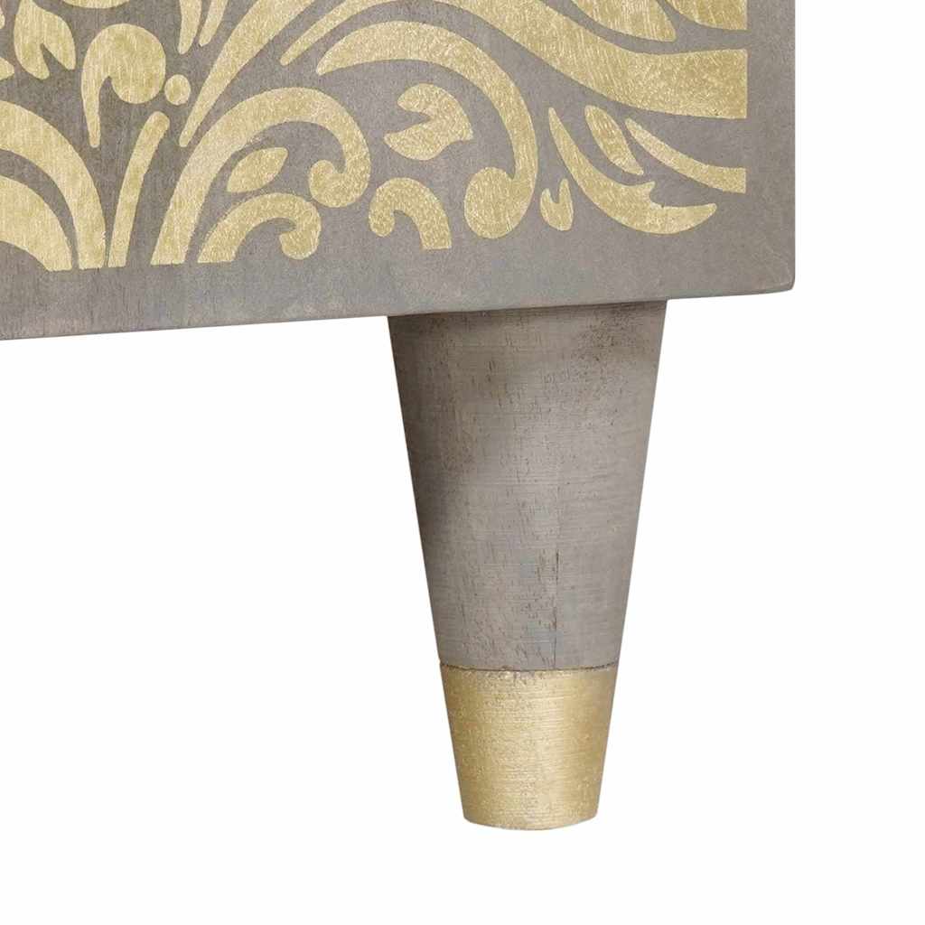 Bufet cu raft Gri și Aur 90 x 33.5 x 75 cm Lemn masiv de mango GartenMobel Dekor