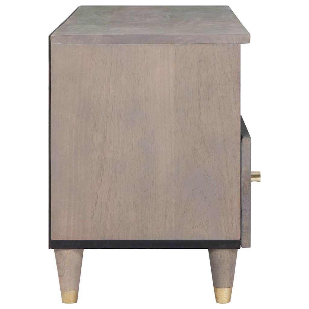 Cabinet TV Gri și Aur 100 x 33.5 x 46 cm Lemn masiv de mango GartenMobel Dekor