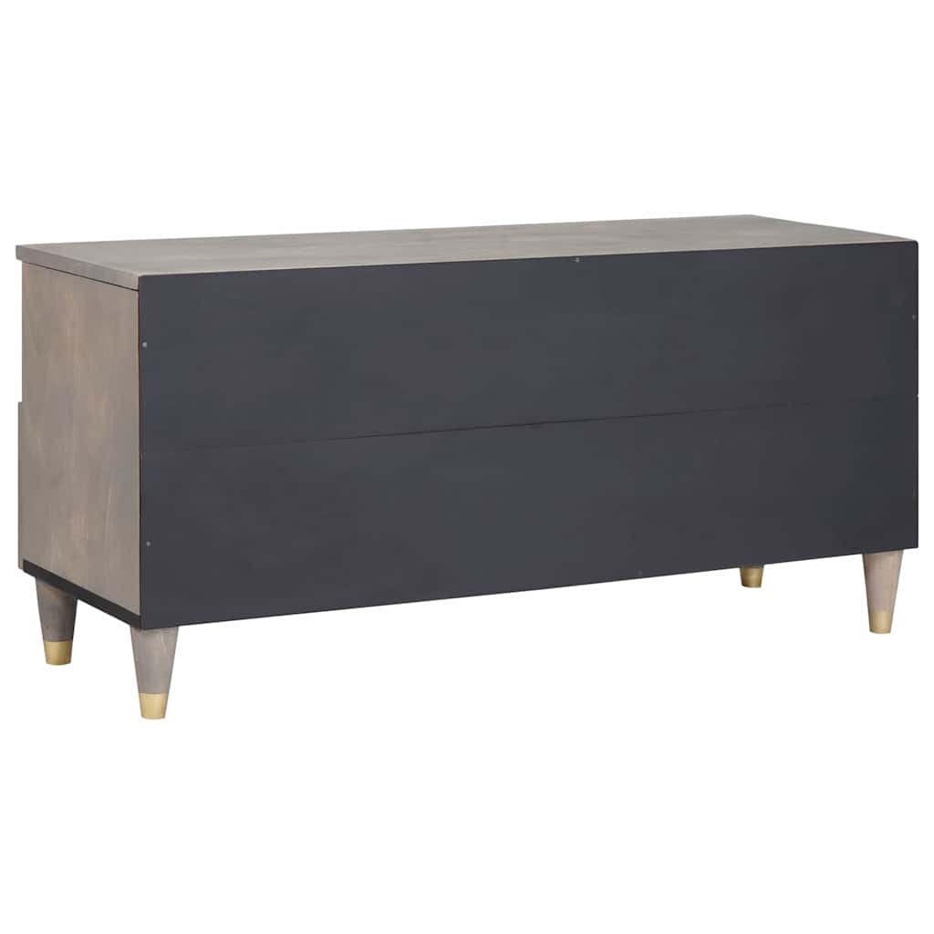 Cabinet TV Gri și Aur 100 x 33.5 x 46 cm Lemn masiv de mango GartenMobel Dekor