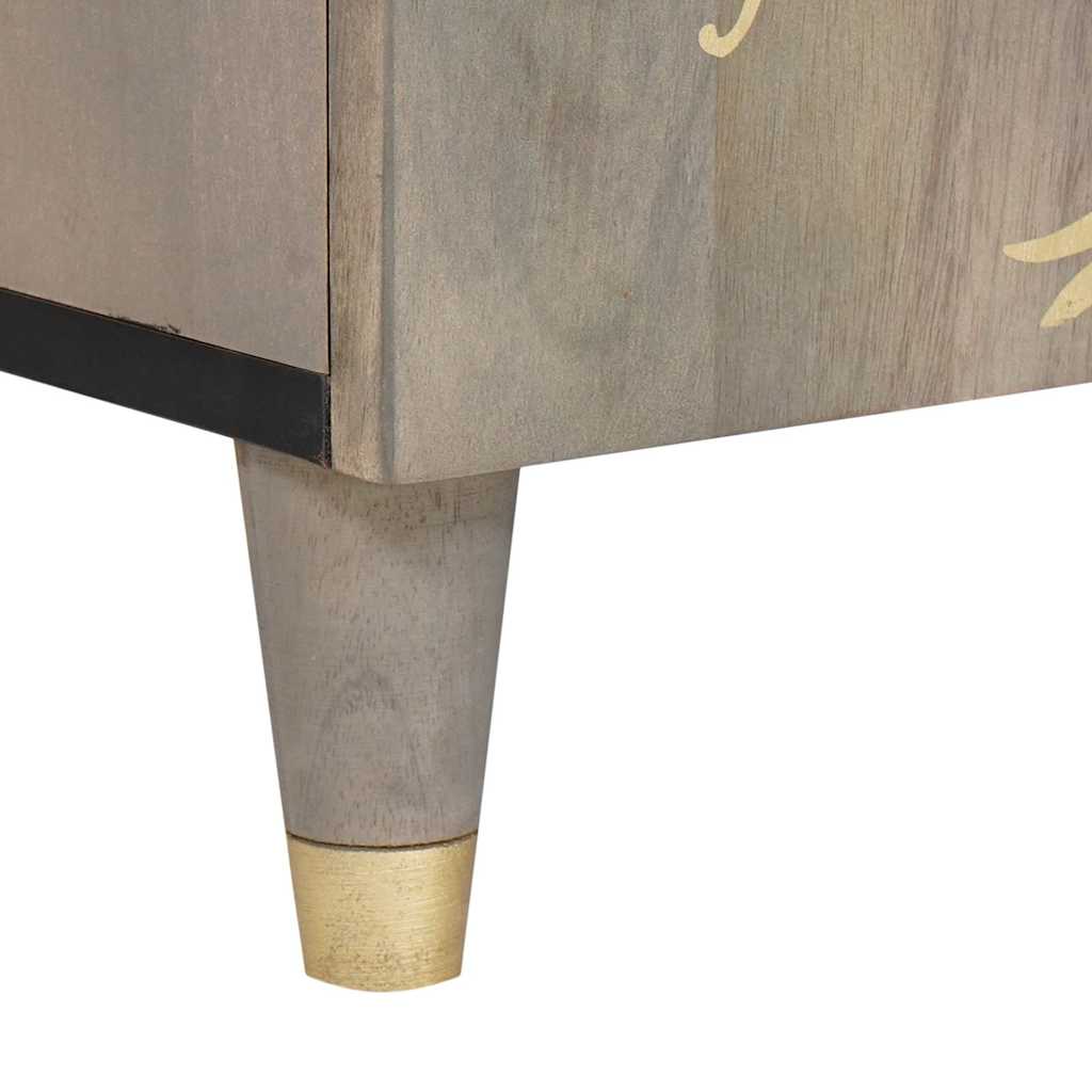 Cabinet TV Gri și Aur 105 x 33.5 x 46 cm Lemn masiv de mango GartenMobel Dekor