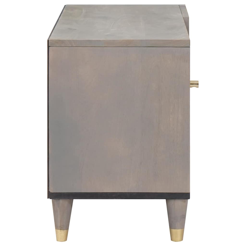Cabinet TV Gri și Aur 80 x 31.5 x 46 cm Lemn masiv de mango GartenMobel Dekor