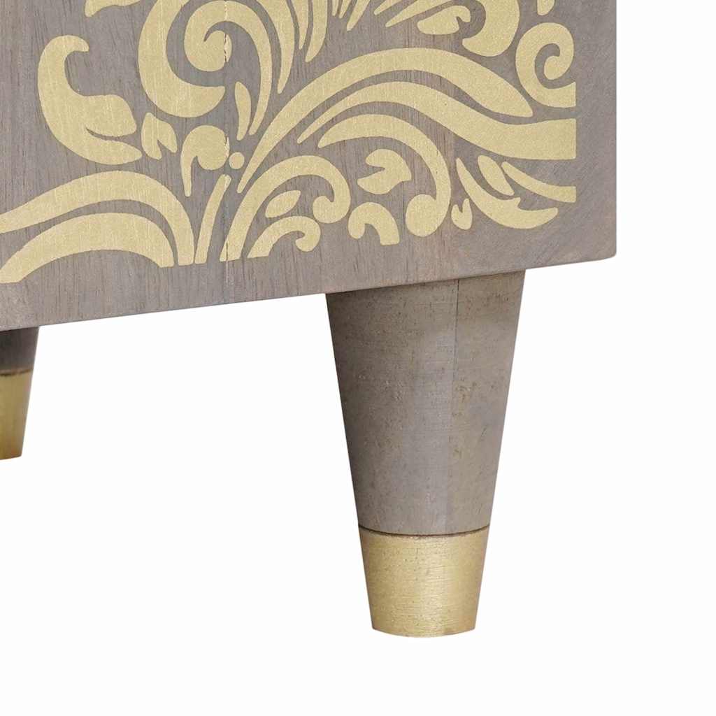 Cabinet TV Gri și Aur 80 x 31.5 x 46 cm Lemn masiv de mango GartenMobel Dekor