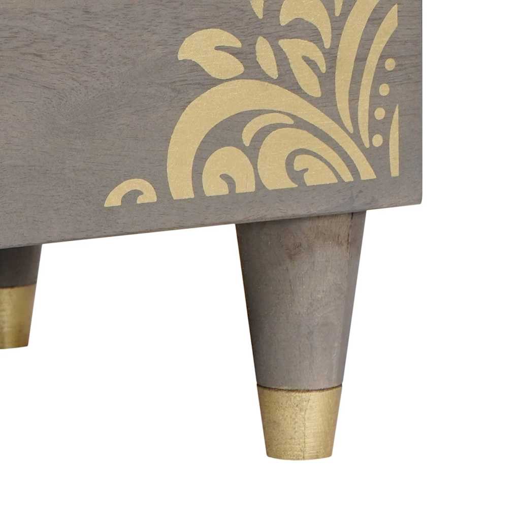 Cabinet TV Gri și Aur 80 x 33.5 x 46 cm Lemn masiv de mango GartenMobel Dekor