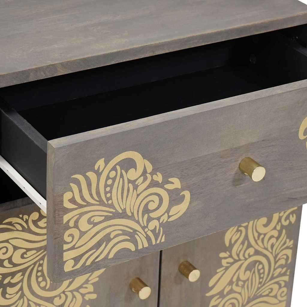 Dulap de noapte Gri 50 x 33 x 60 cm Lemn masiv de mango GartenMobel Dekor