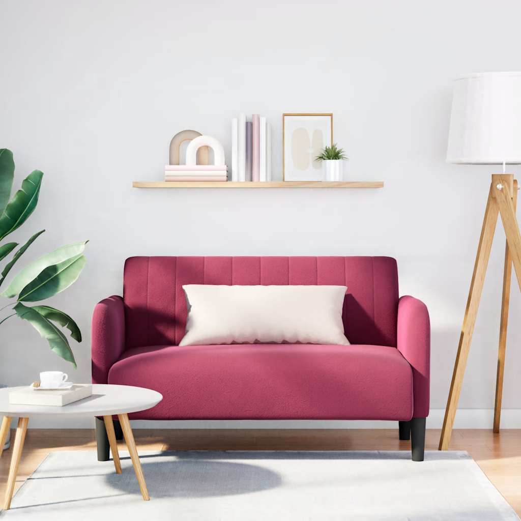 Canapea loveseat rosu vin 109 cm catifea GartenMobel Dekor