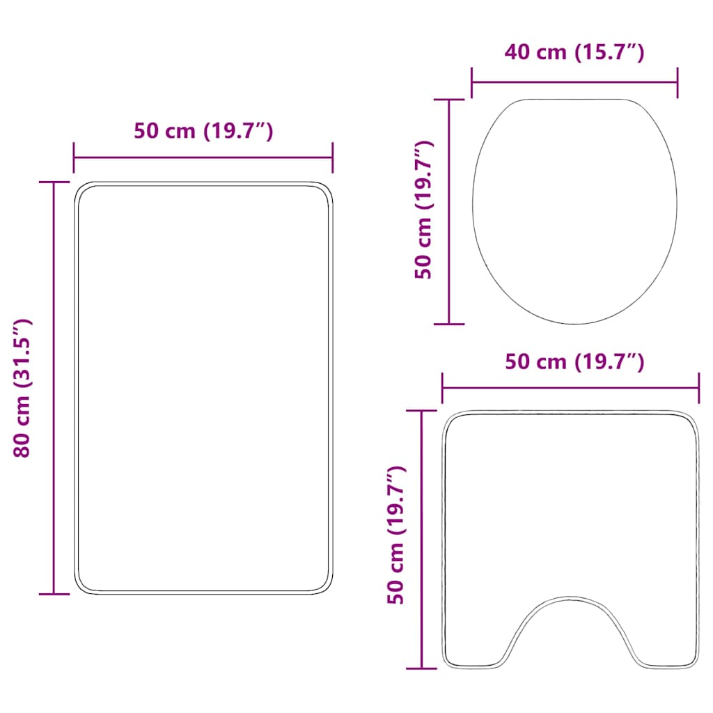 Set de mochete anti-derapante pentru baie 3 pcs Verde GartenMobel Dekor