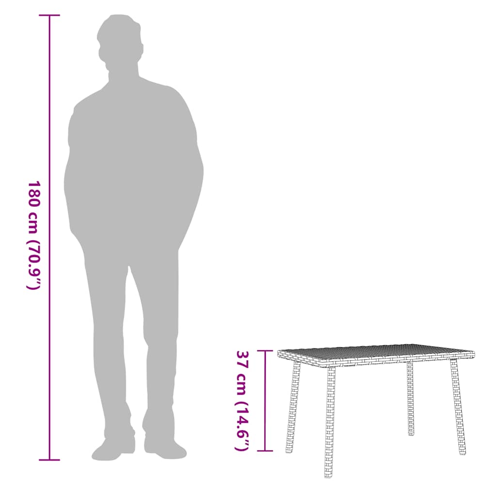 Masuta de cafea de gradina dreptunghiulara bej polirattan GartenMobel Dekor