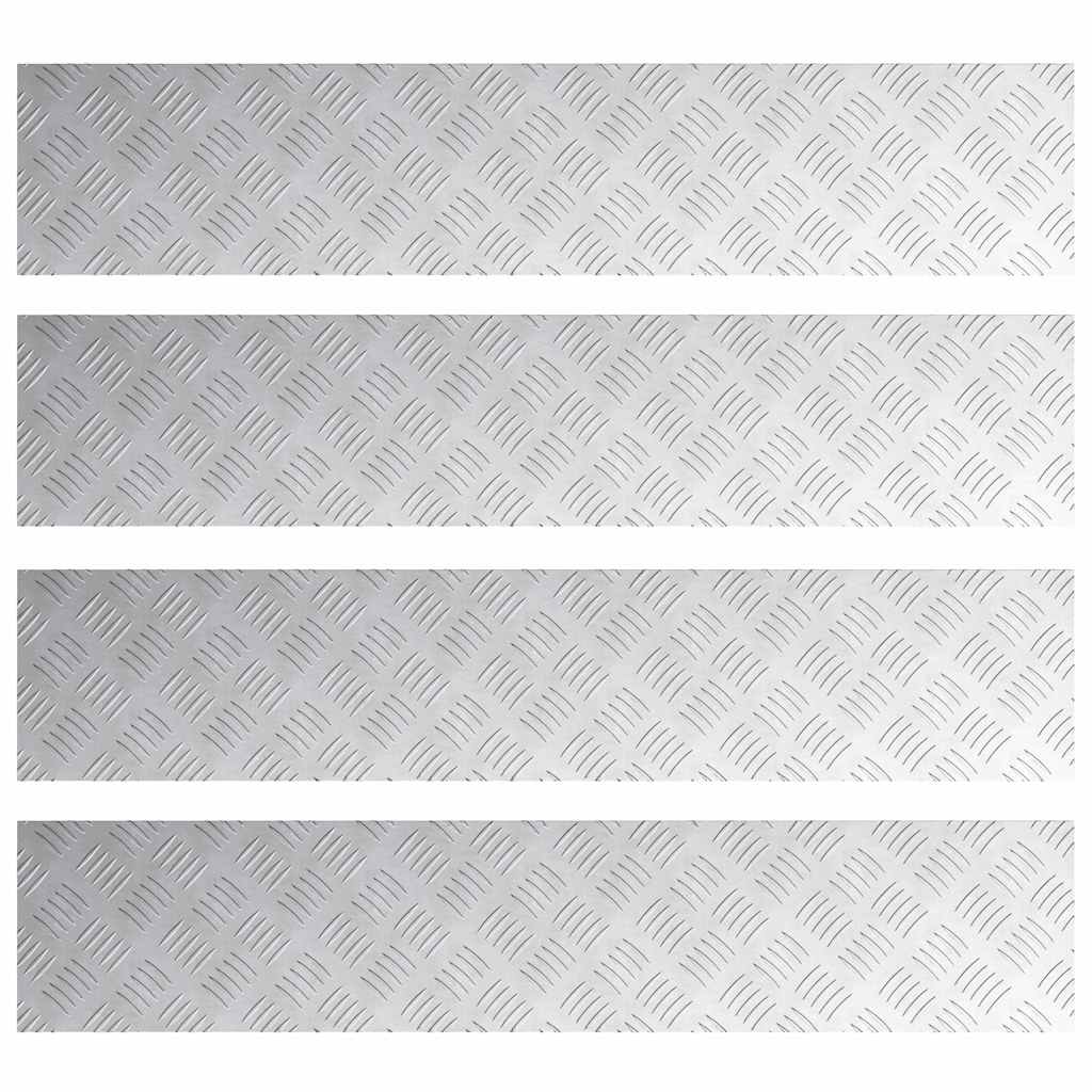 Plăci cu tablouri 4 pcs Argintiu 100 x 20 cm Aluminiu GartenMobel Dekor