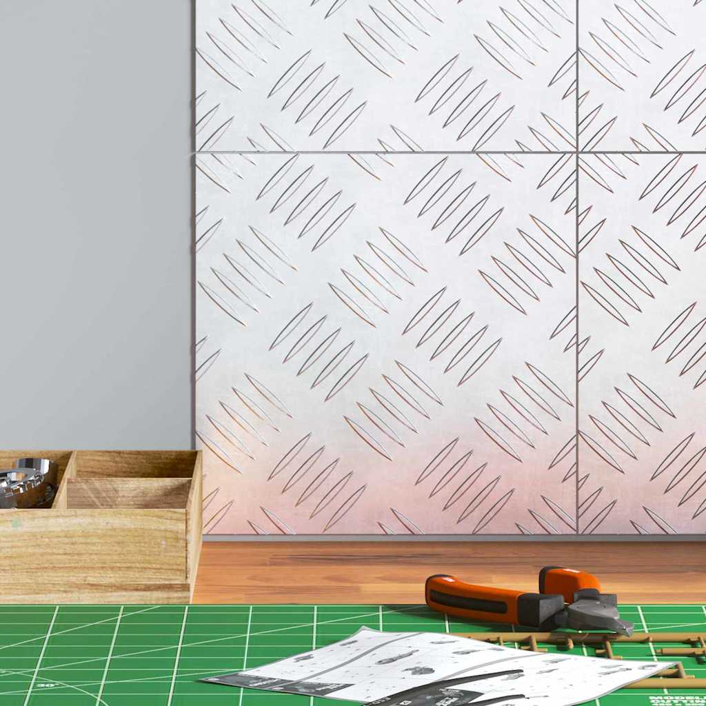 Plăci cu tablouri 4 pcs Argintiu 20 x 20 cm Aluminiu GartenMobel Dekor