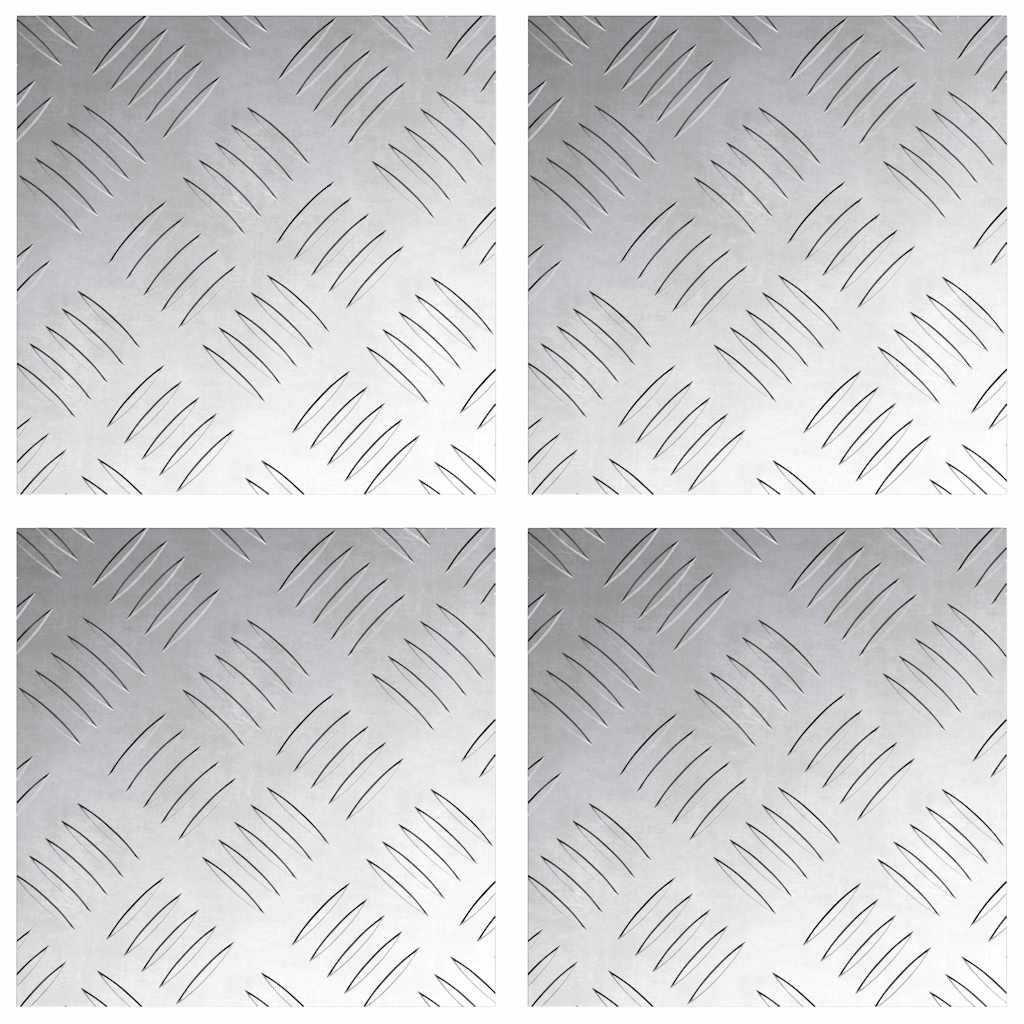 Plăci cu tablouri 4 pcs Argintiu 20 x 20 cm Aluminiu GartenMobel Dekor