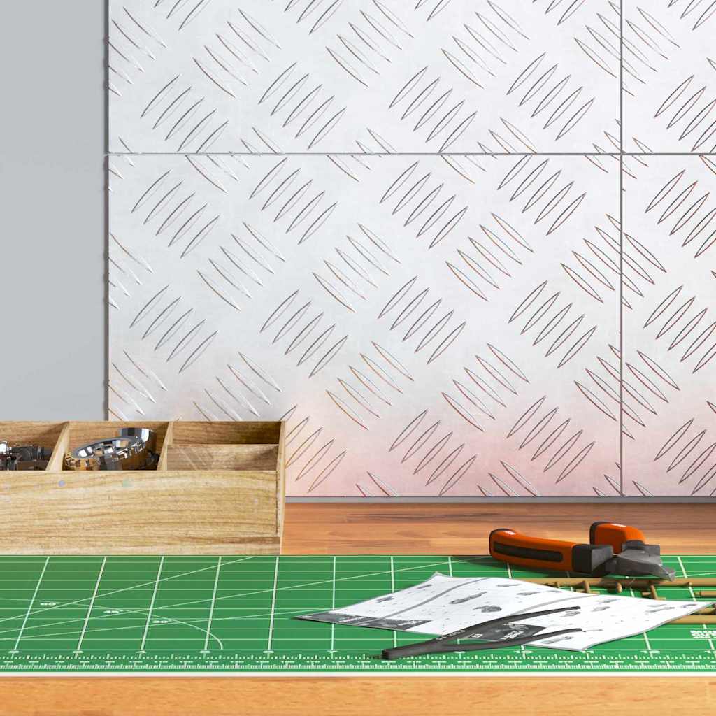 Plăci cu tablouri 4 pcs Argintiu 30 x 20 cm Aluminiu GartenMobel Dekor