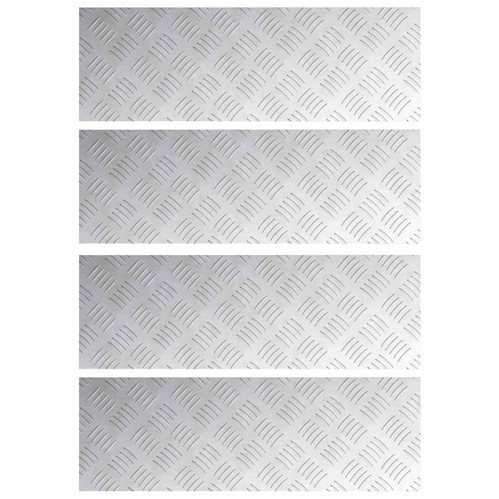 Plăci cu tablouri 4 pcs Argintiu 60 x 20 cm Aluminiu GartenMobel Dekor
