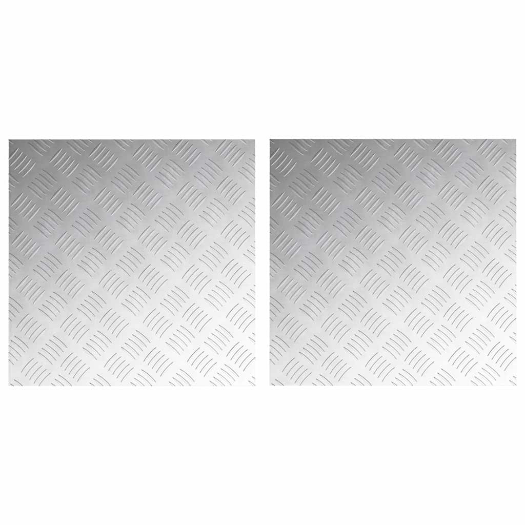 Plăci cu tablouri 2 pcs Argintiu 50 x 50 cm Aluminiu GartenMobel Dekor