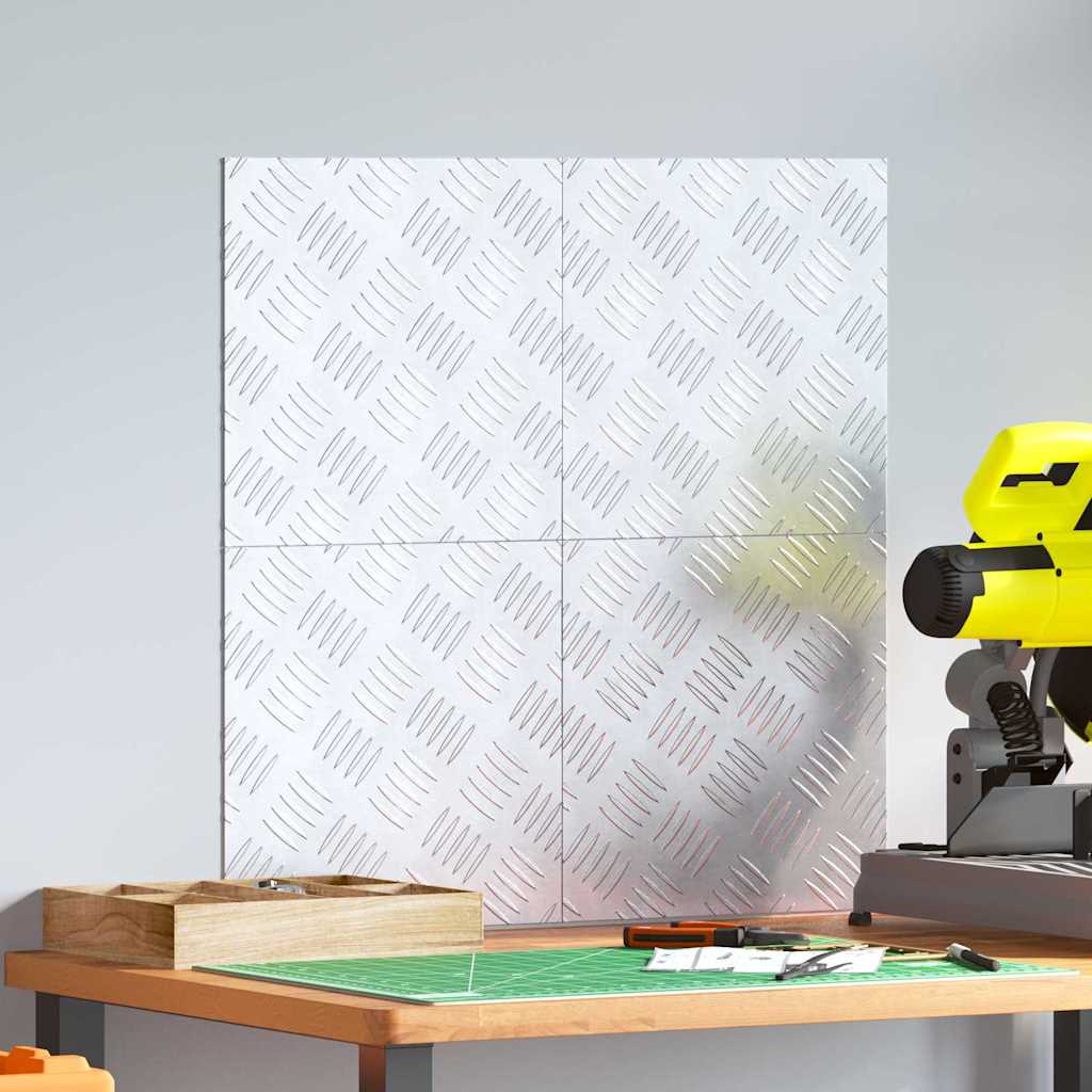 Plăci cu tablouri 4 pcs Argintiu 30 x 30 cm Aluminiu GartenMobel Dekor