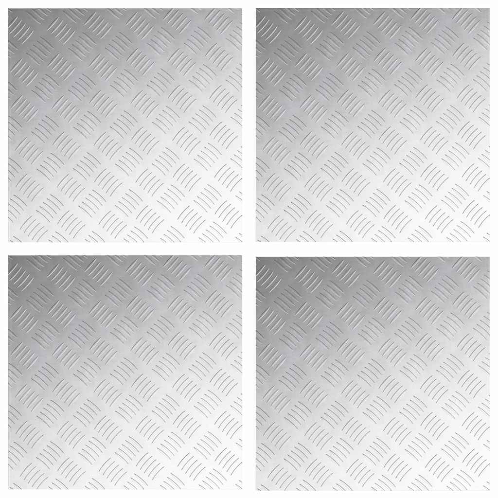 Plăci cu tablouri 4 pcs Argintiu 50 x 50 cm Aluminiu GartenMobel Dekor