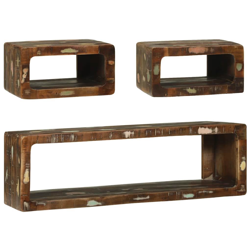 Set de Dulap TV cu raft 3 pcs Multicolour Lemn masiv recuperat GartenMobel Dekor