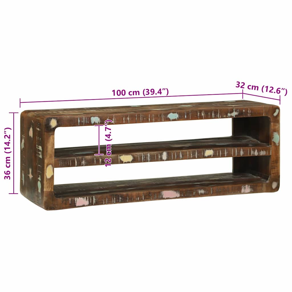 Suport TV Multicolour 100 x 32 x 36 cm Lemn masiv recuperat GartenMobel Dekor