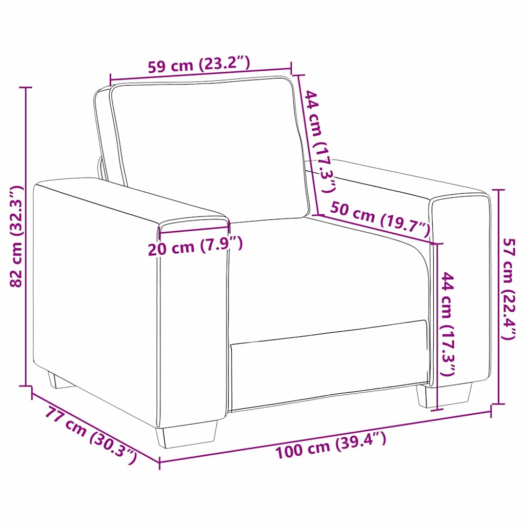 Canapea cu pernă Gri taupe 100 x 77 x 82 cm țesătură GartenMobel Dekor