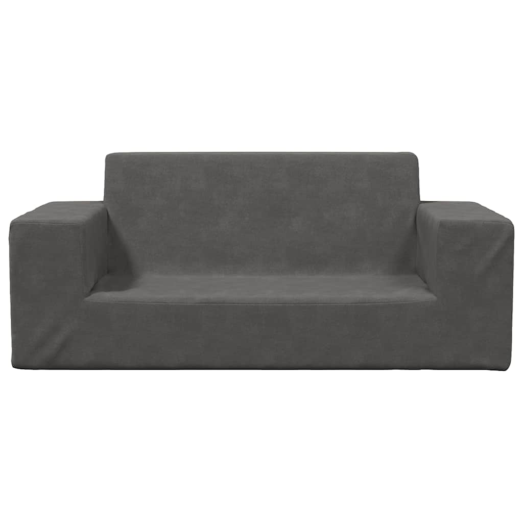 Canapea pentru copii cu 2 locuri, antracit, pluș moale GartenMobel Dekor