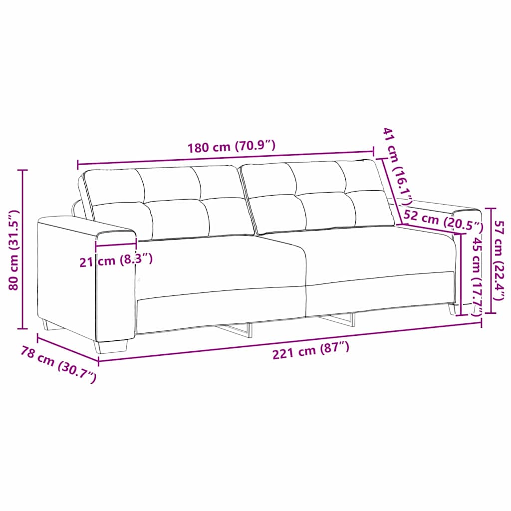 Sofa cu 3 locuri cu pernă bordo țesătură GartenMobel Dekor