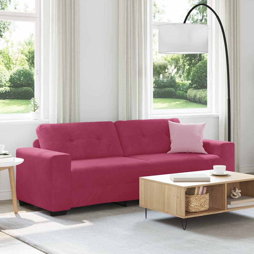 Sofa cu 3 locuri cu pernă bordo Catifea GartenMobel Dekor