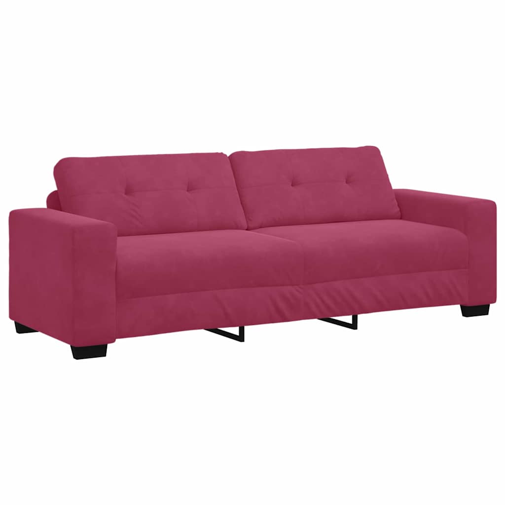 Sofa cu 3 locuri cu pernă bordo Catifea GartenMobel Dekor