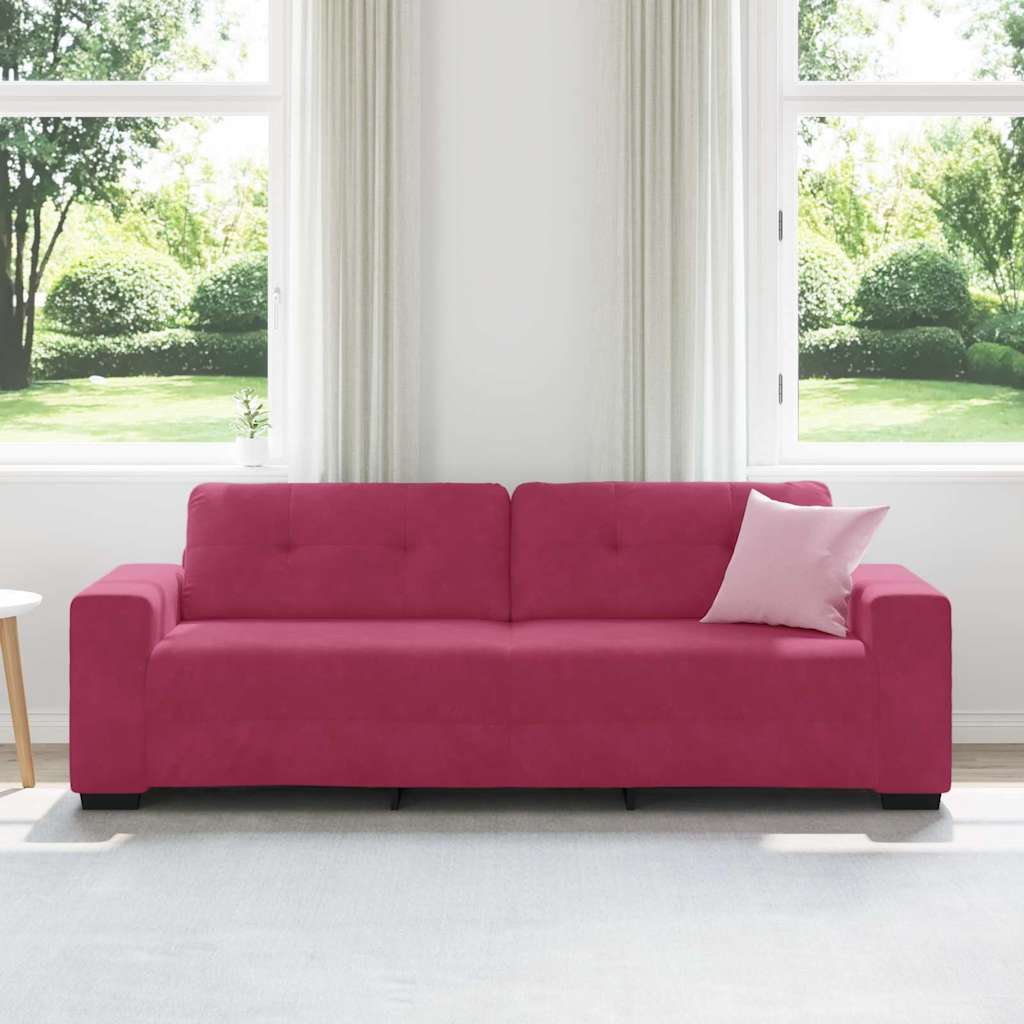 Sofa cu 3 locuri cu pernă bordo Catifea GartenMobel Dekor