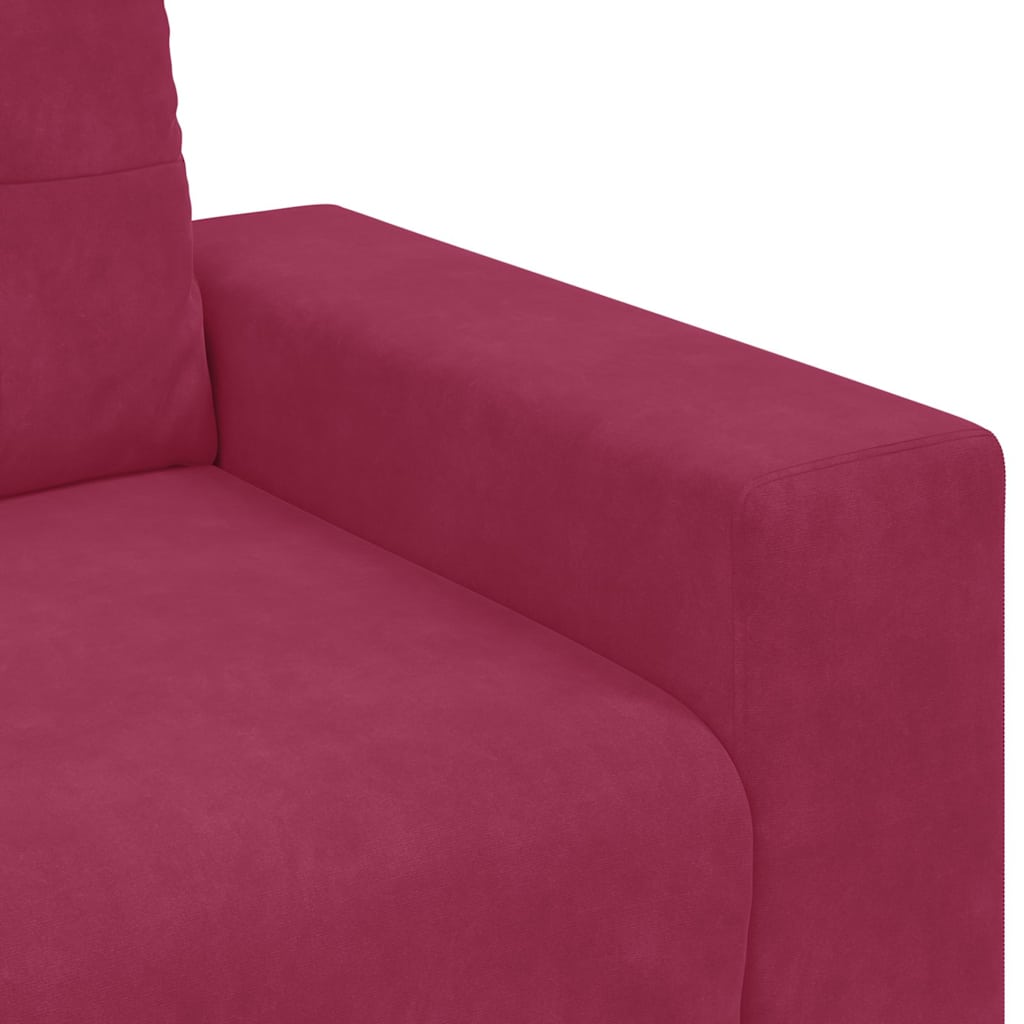 Sofa cu 3 locuri cu pernă bordo Catifea GartenMobel Dekor