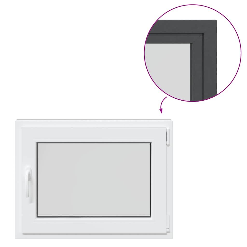 Fereastră de subsol „RISOR” 80x60 cm oscilo-batantă DIN dreapta antracit GartenMobel Dekor