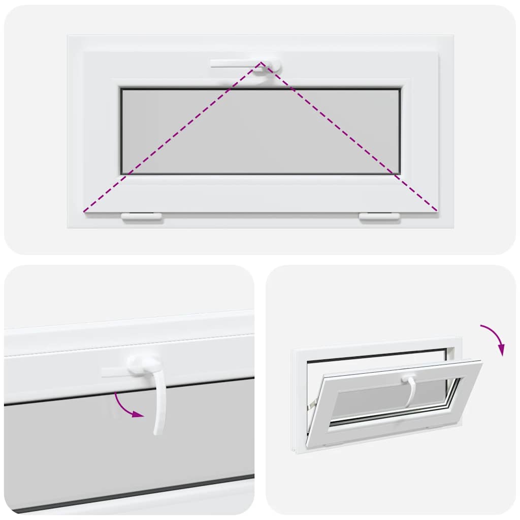 Fereastră de subsol RISOR 80x40 cm înclinată 2 geamuri albe GartenMobel Dekor
