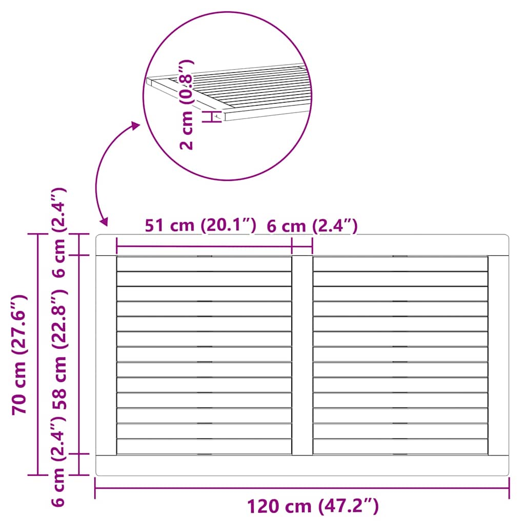 Placă de masă Maro 120 x 70 x 2 cm lemn masiv de acacia GartenMobel Dekor