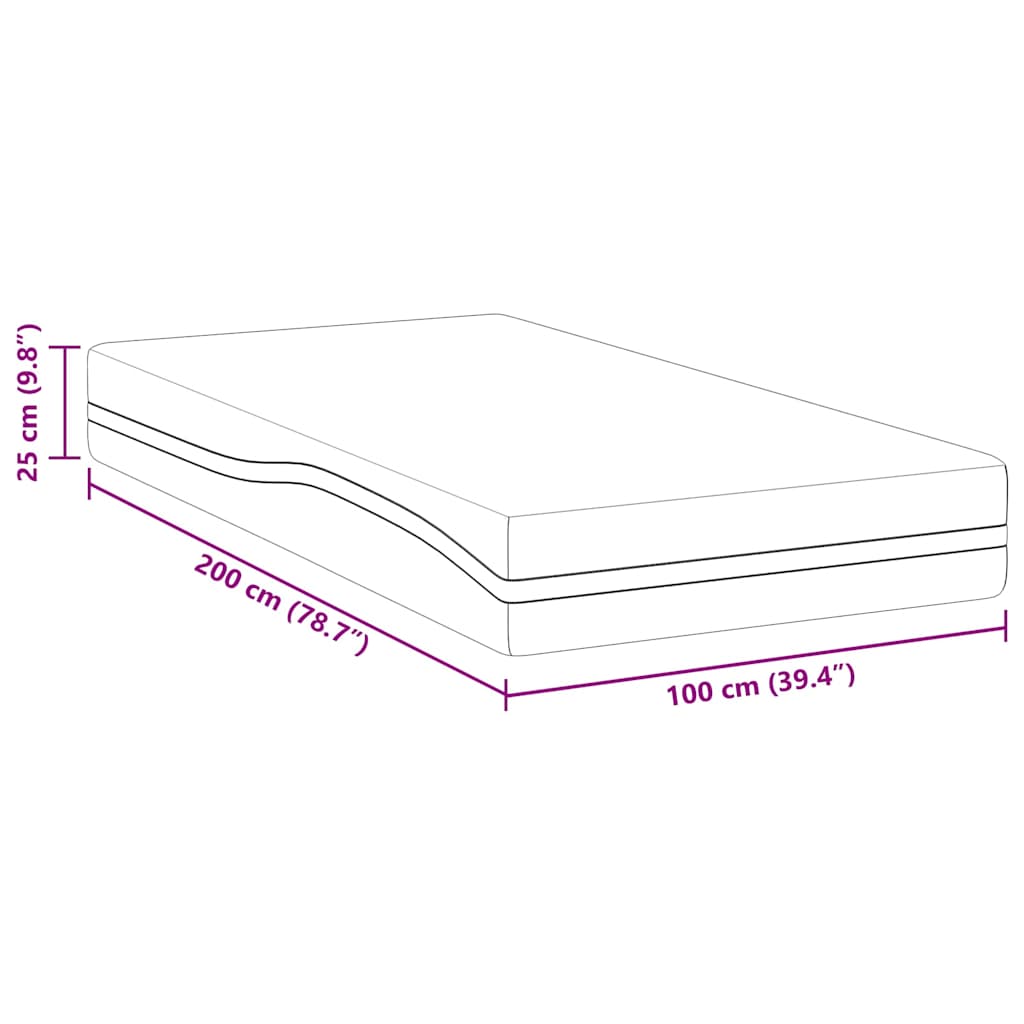 Saltea Alb și gri 100 x 200 cm Spumă cu Memorie GartenMobel Dekor