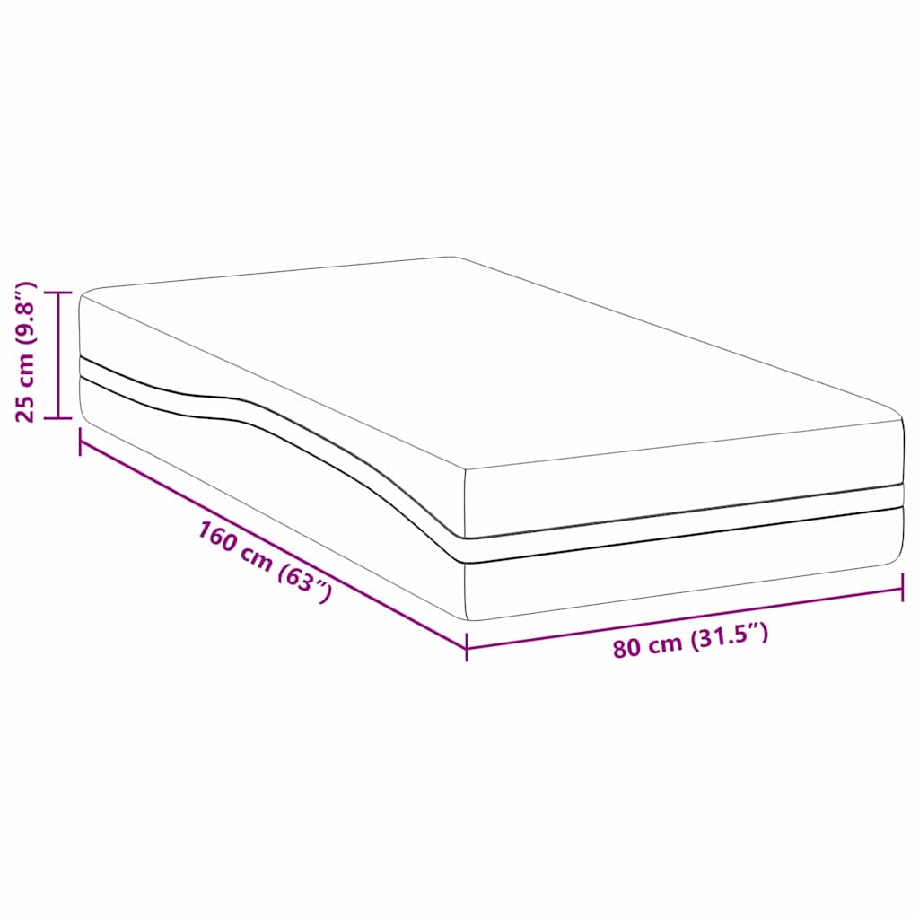 Saltea Alb și gri 80 x 160 cm Spumă cu Memorie GartenMobel Dekor