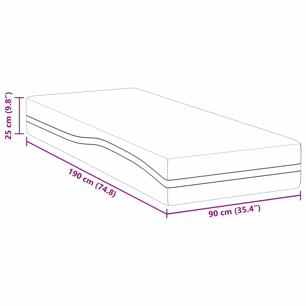 Saltea Alb și gri 90 x 190 cm Spumă cu Memorie GartenMobel Dekor