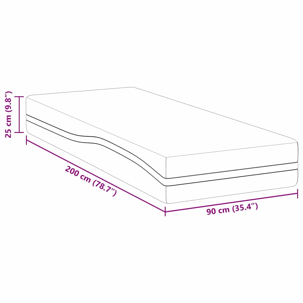 Saltea Alb și gri 90 x 200 cm Spumă cu Memorie GartenMobel Dekor
