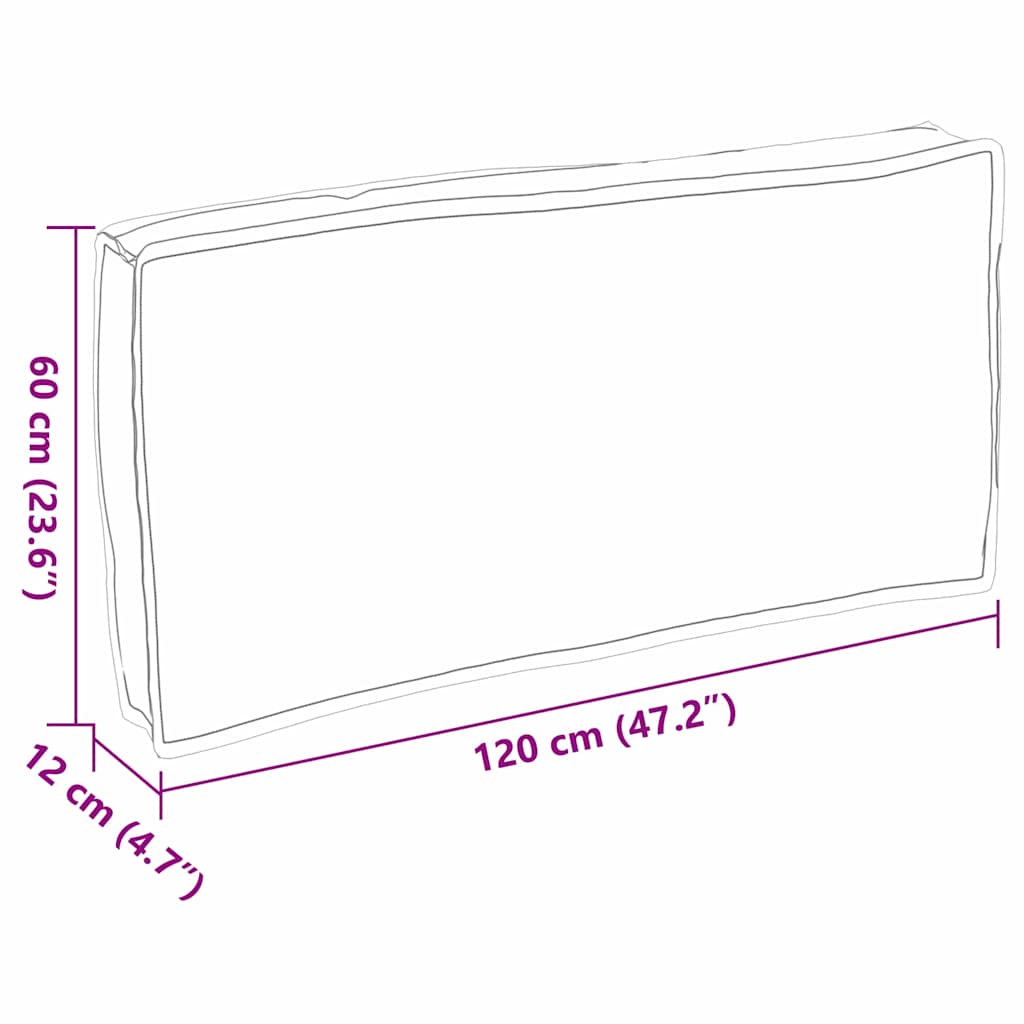 Pernă pentru șezut / spătar din paleți Gri 120 x 60 x 12 cm GartenMobel Dekor