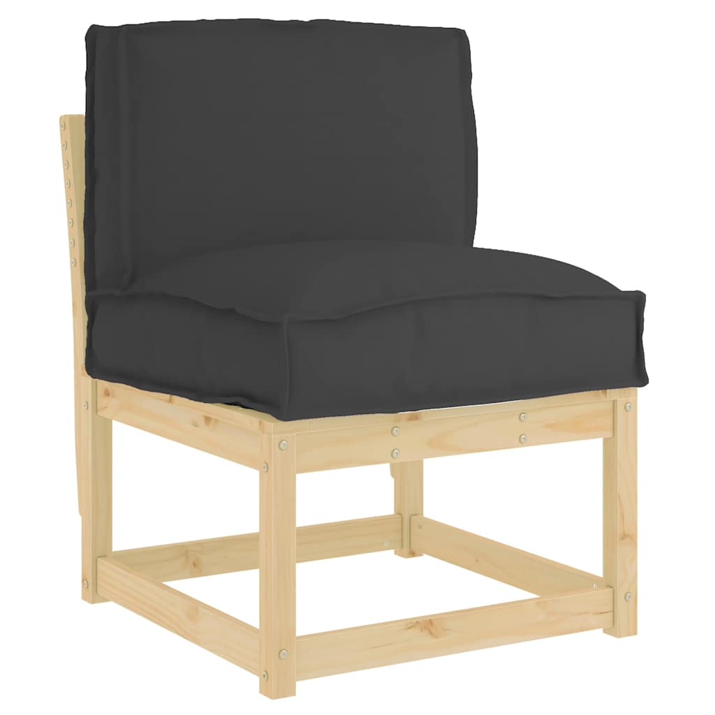 Pernă pentru spătar din paleți cu pernă Negru 50 x 40 x 12 cm GartenMobel Dekor