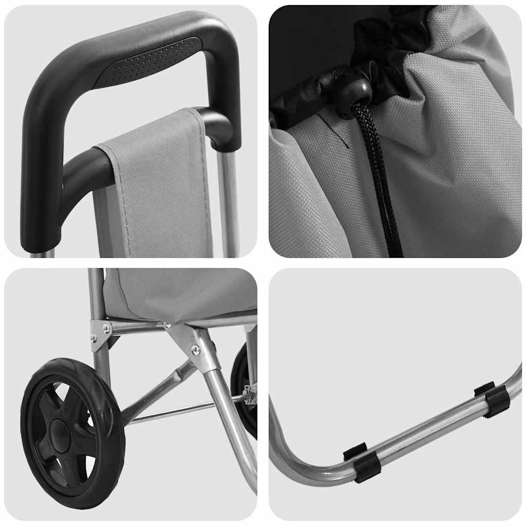 Carucior de cumpărături Gri 35 x 28 x 92 cm Tafeta Oxford GartenMobel Dekor