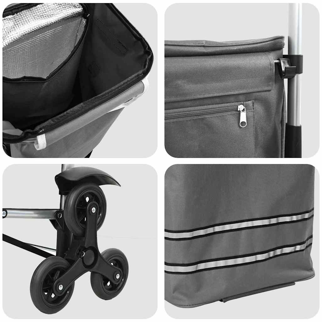 Carucior de cumpărături Gri 47 x 39 x 100.5 cm Tafeta Oxford GartenMobel Dekor