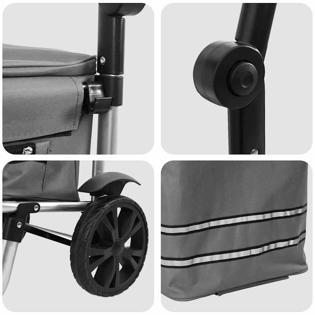 Carucior de cumpărături Manual Gri 36.5 x 46.5 x 100.5 cm GartenMobel Dekor