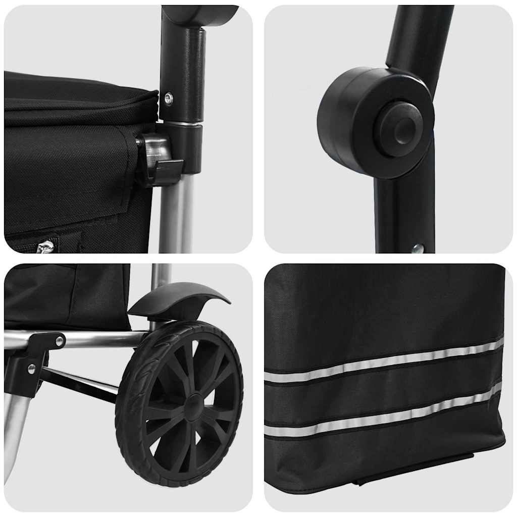 Carucior de cumpărături Manual Negru 36.5 x 46.5 x 100.5 cm GartenMobel Dekor