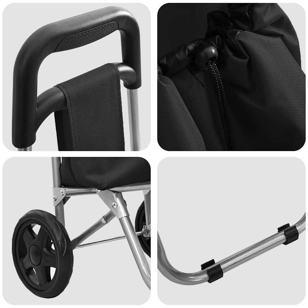 Carucior de cumpărături Negru 35 x 28 x 92 cm Tafeta Oxford GartenMobel Dekor