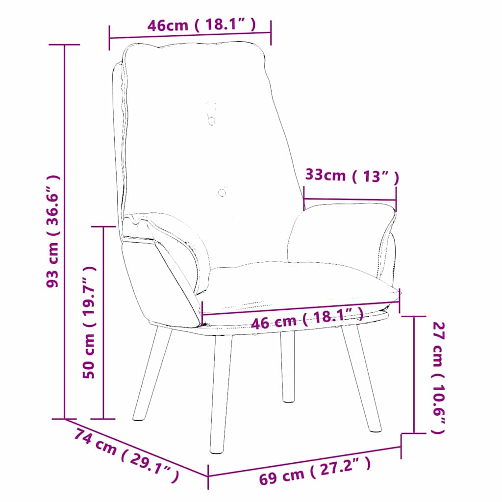 Fotoliu de relaxare Gri taupe 69 x 74 x 93 cm țesătură GartenMobel Dekor