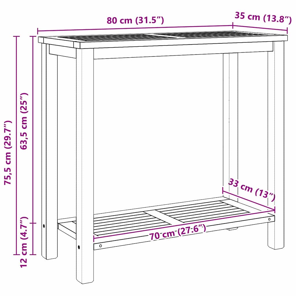 Masă de cafea cu raft Maro 85 x 35 x 75 cm Lemn masiv de tec GartenMobel Dekor