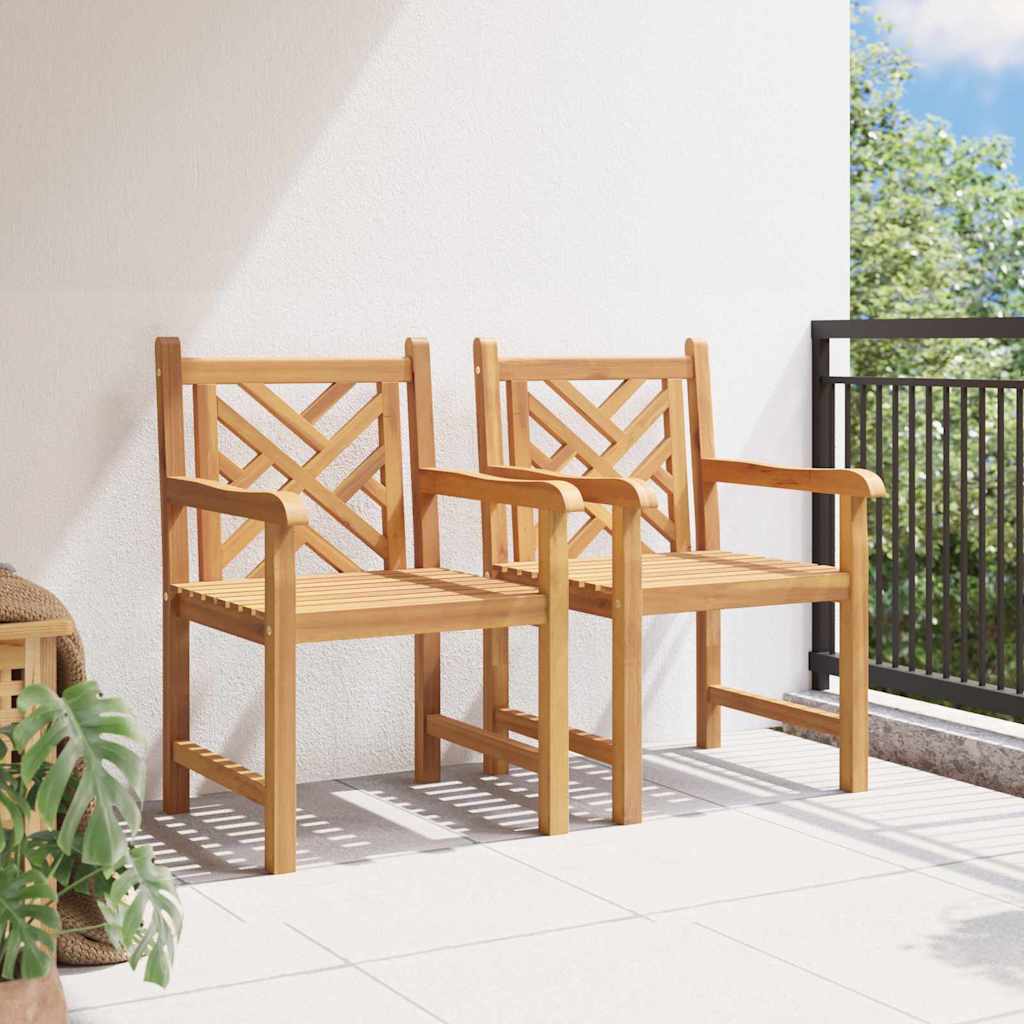 Scaune de grădină 2 pcs Maro 58 x 60 x 90 cm Lemn masiv de tec GartenMobel Dekor