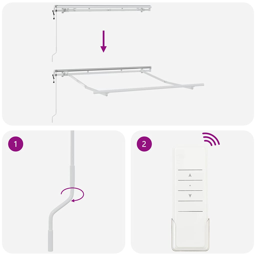 Cadru de copertină Alb 2.5 x 2 m Metal GartenMobel Dekor